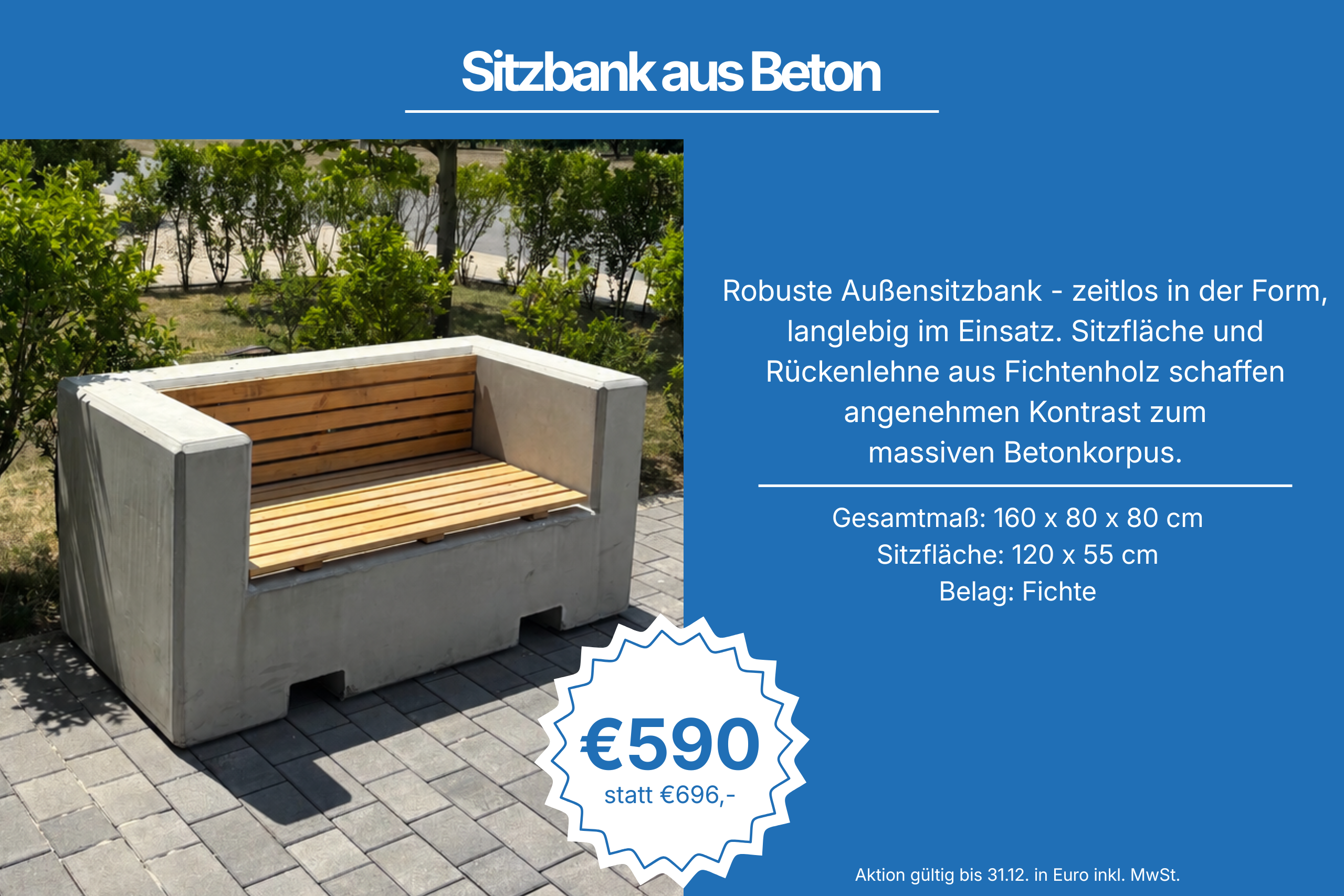 Sitzbank aus Beton Website